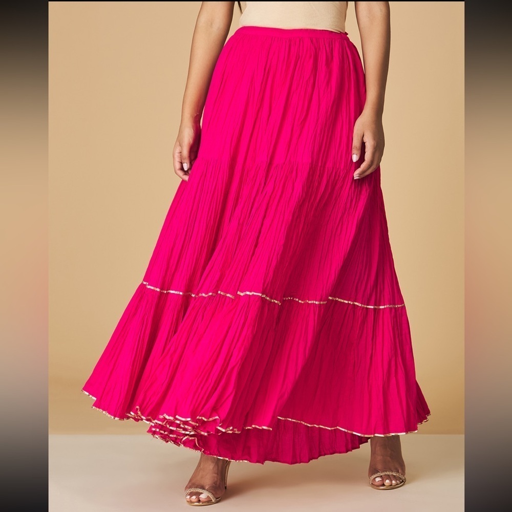 Fabindia Women Cotton Silk Blend Embroidered Sharara Pink_ Magenta NWT 8,999